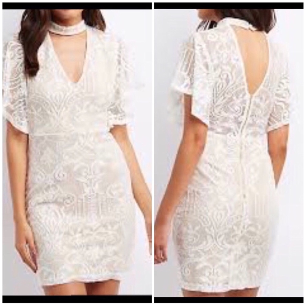 White Lace Choker Dress
